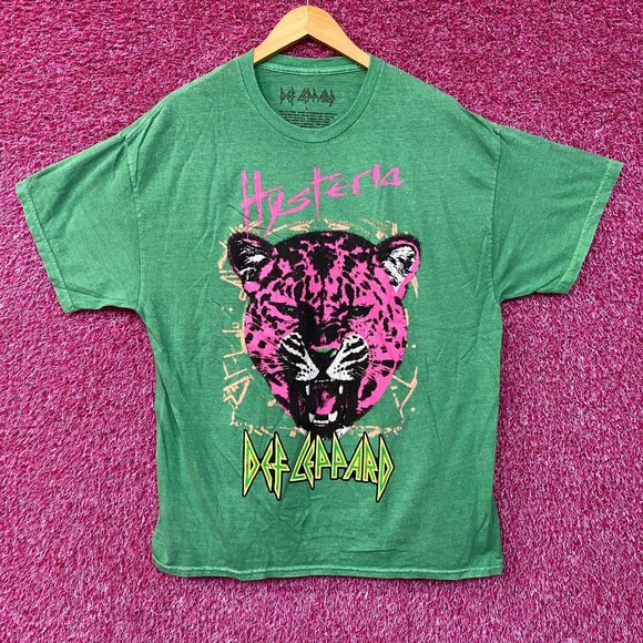 Def Leppard Hysteria Album Cover Green T-Shirt Large - Picture 1 of 4
